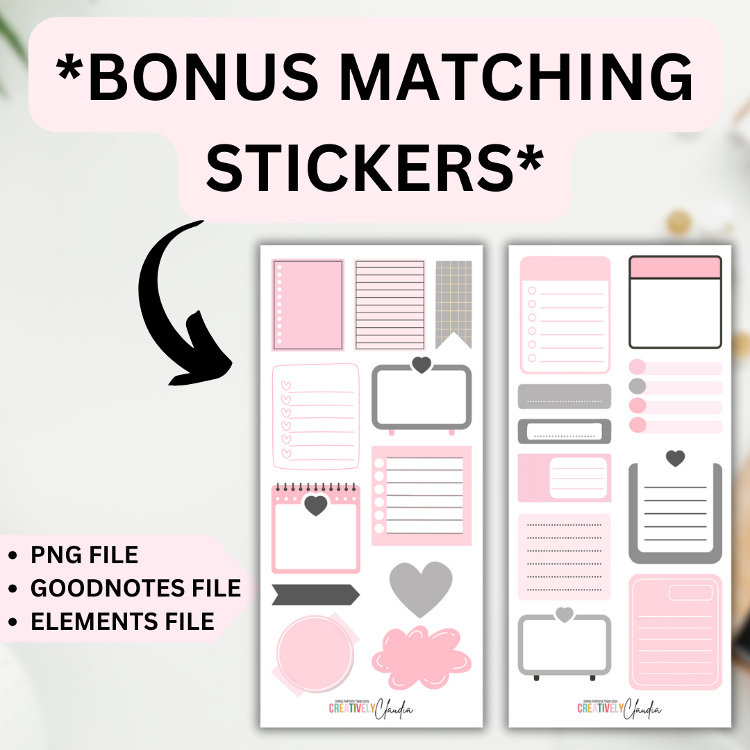 2024 Fully Hyperlinked Pink Minimalistic Life Planner (w/ Links to Google & Apple Calendars + Reminders)