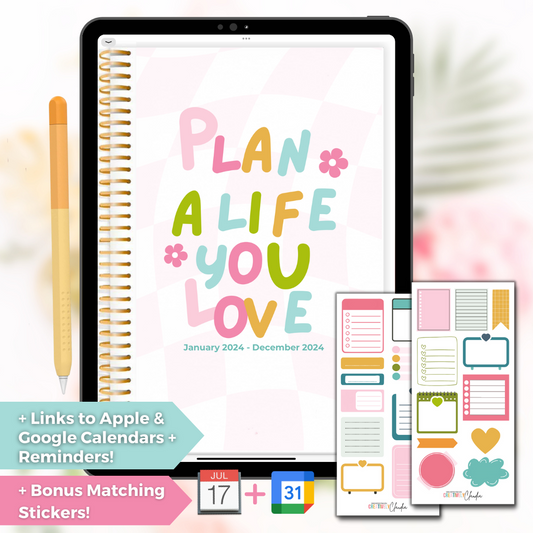 2024 Fully Hyperlinked Vertical Planner (w/ Links to Google & Apple Calendars + Reminders)