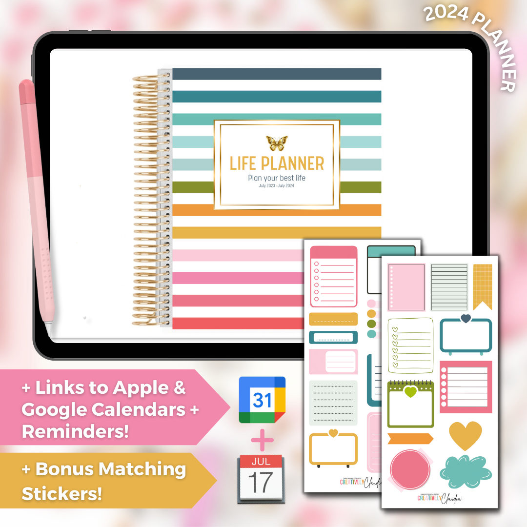 2024 Fully Hyperlinked Life Planner (w/ Links to Google & Apple Calendars + Reminders)