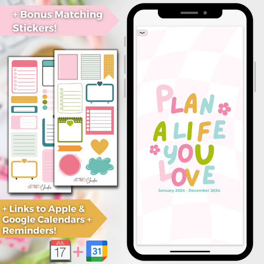 2024 Fully Hyperlinked Phone Planner (w/ Links to Google & Apple Calendars + Reminders)