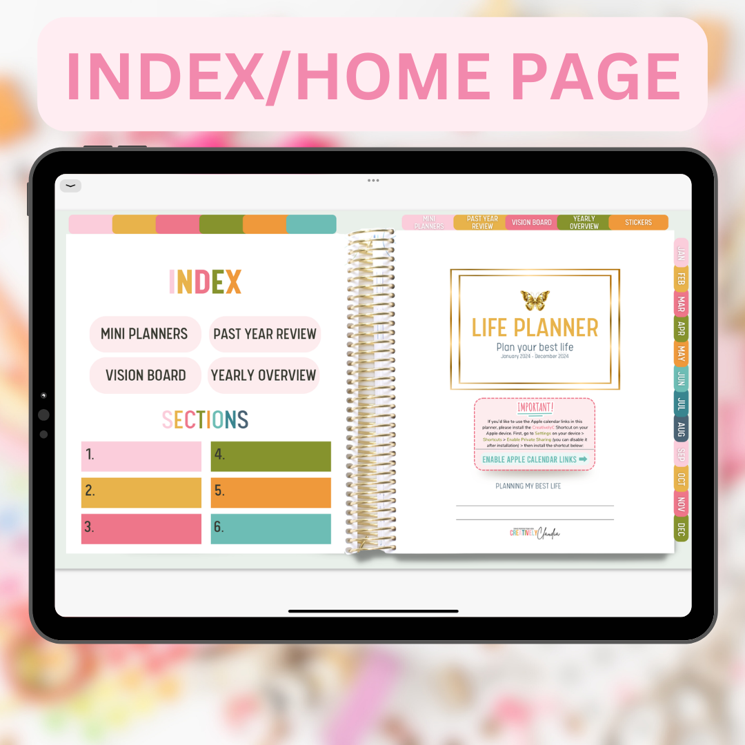 2024 Fully Hyperlinked Life Planner (w/ Links to Google & Apple Calendars + Reminders)