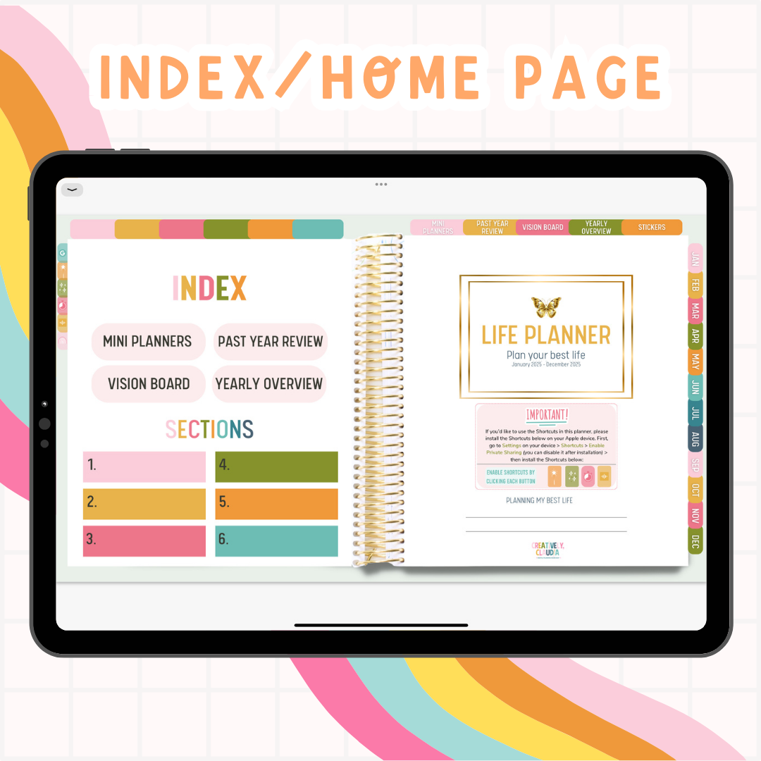 2025 Life Planner | Fully Hyperlinked (w/ Links to Google & Apple Calendars + Reminders)