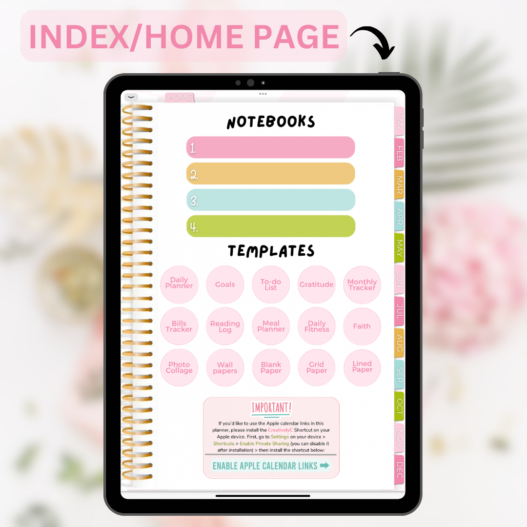 2024 Fully Hyperlinked Vertical Planner (w/ Links to Google & Apple Calendars + Reminders)