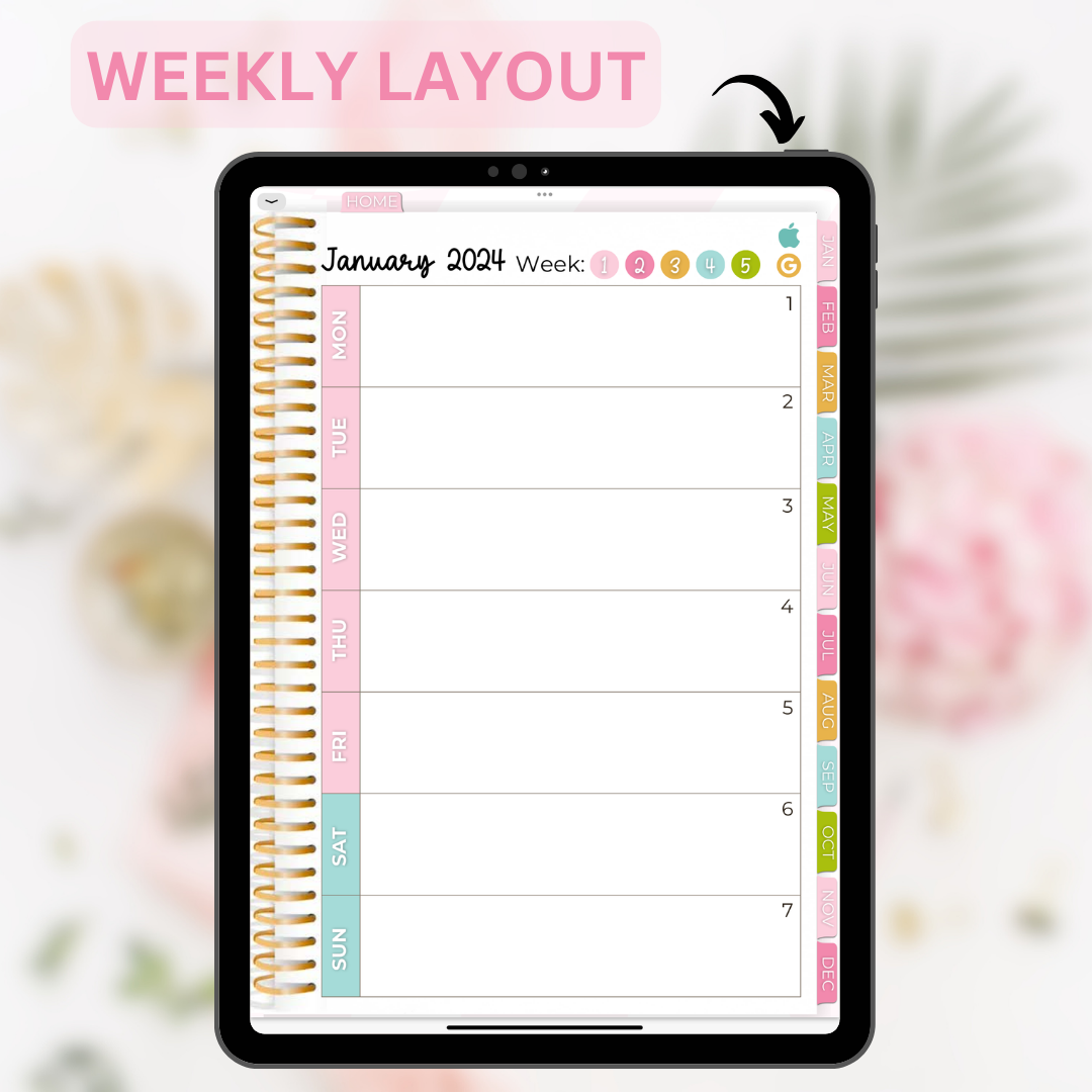 2024 Fully Hyperlinked Vertical Planner (w/ Links to Google & Apple Calendars + Reminders)