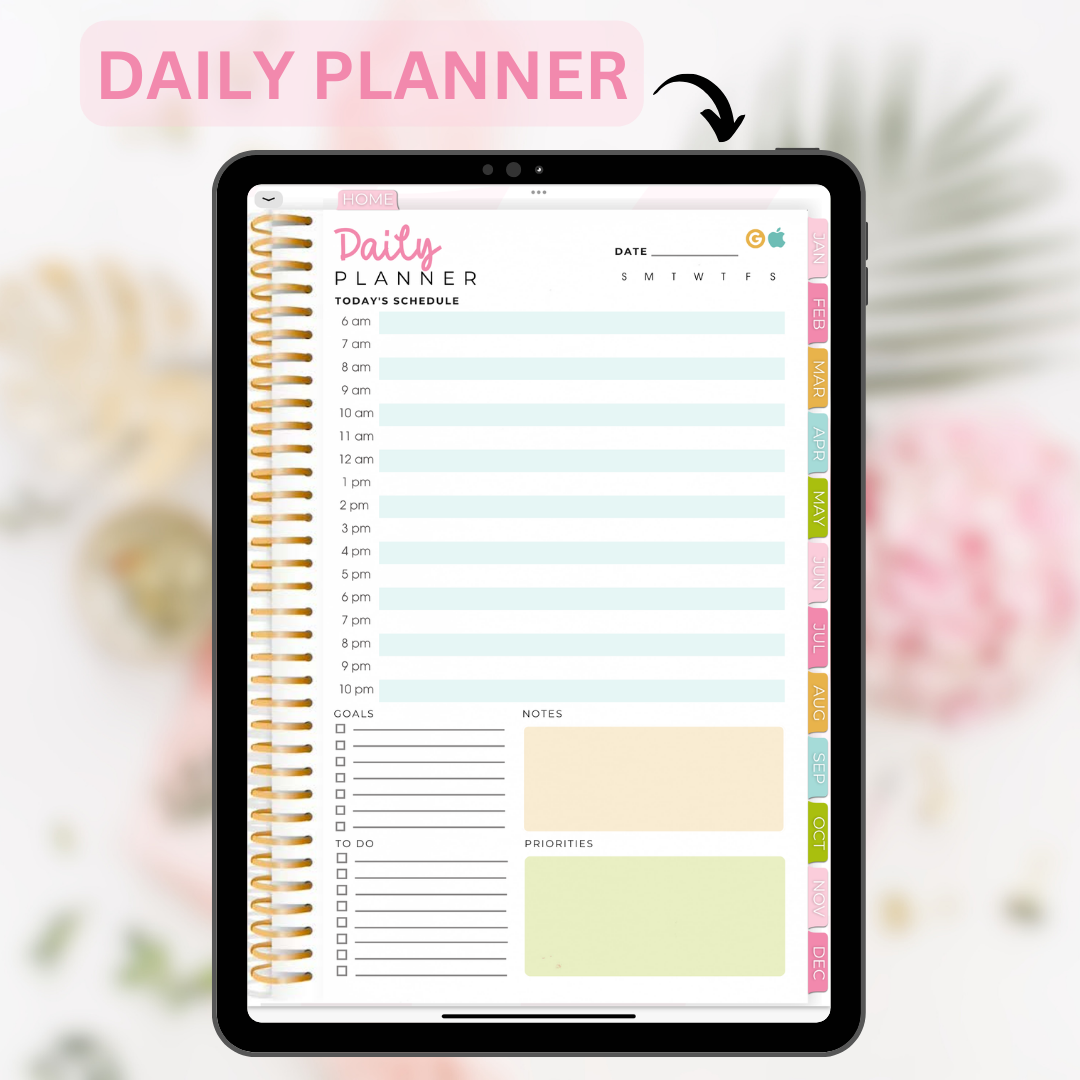 2024 Fully Hyperlinked Vertical Planner (w/ Links to Google & Apple Calendars + Reminders)